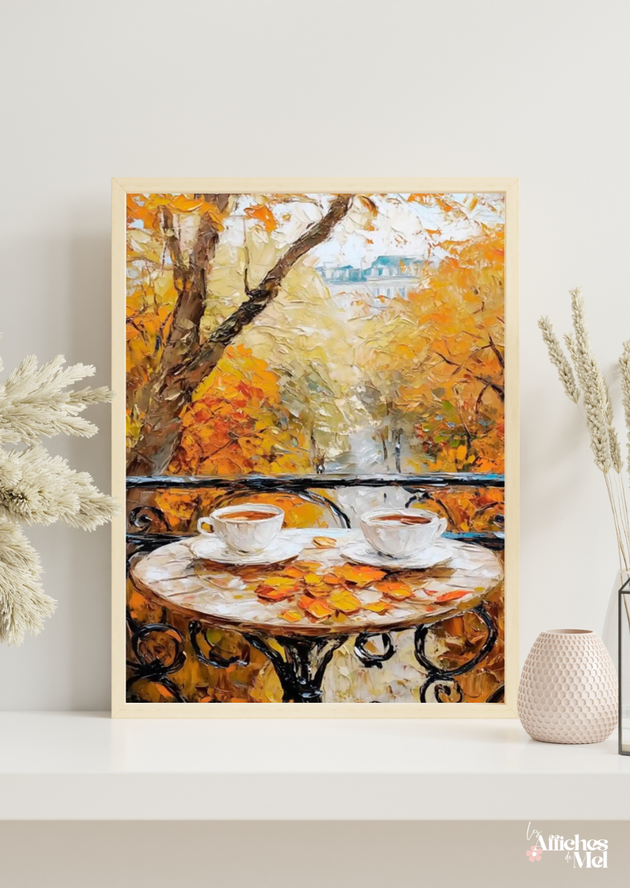 Affiche murale automne – Cafés partagés au parc