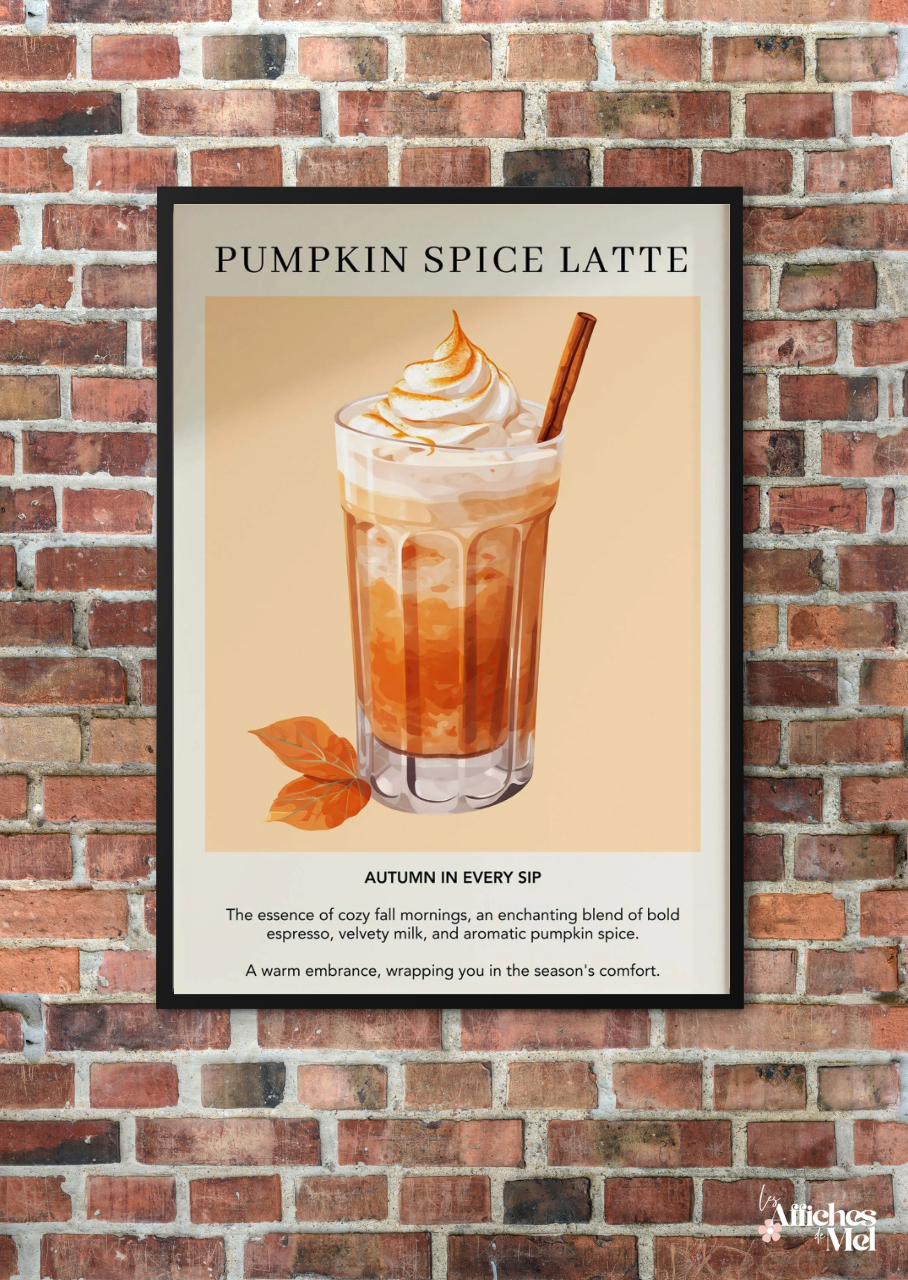 Affiche murale automne – Grand verre de Pumpkin Spice Latte
