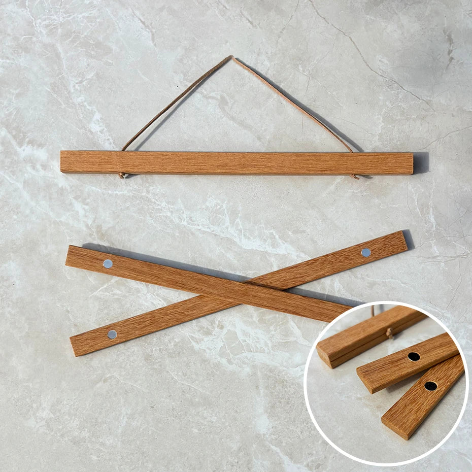 Porte-affiche magnétique en bois – Cadre magnétique pour affiche - Bois teck