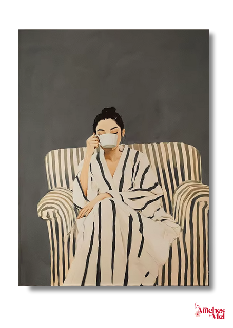 Poster Femme au Fauteuil – Illustration Intérieure Chic – Affiche Minimaliste Moderne – Décoration Murale Relaxante