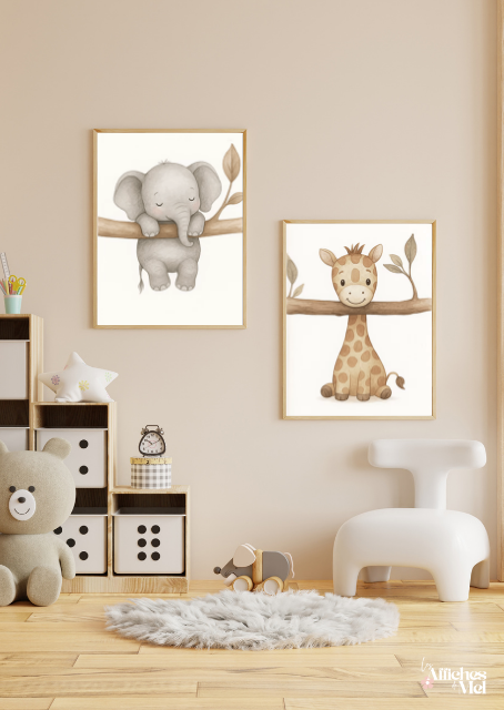 Affiche Bébé Éléphant – Illustration Animal Douce & Apaisante