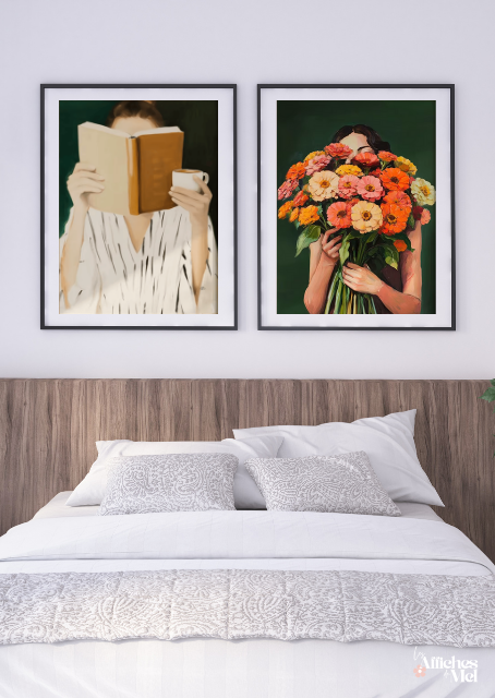 Affiche Lecture & Café – Illustration Minimaliste Douce et Moderne