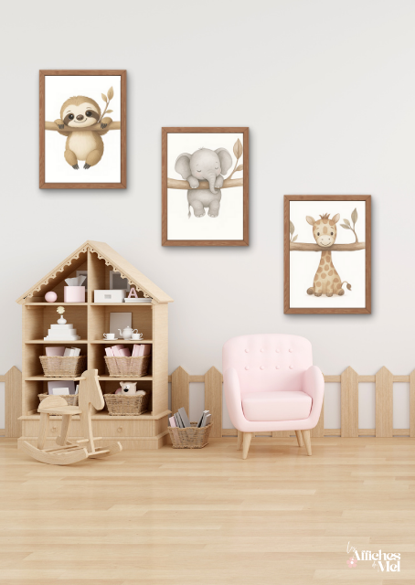 Affiche Bébé Paresseux – Illustration Animalière Adorable et Déco Jungle