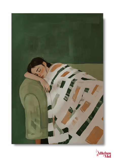 Affiche Sieste Cozy – Illustration Cocooning au Style Artistique Moderne