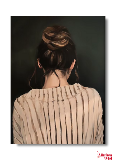 Poster Femme de Dos – Illustration Minimaliste – Affiche Moderne Beige – Décoration Murale Épurée et Chic