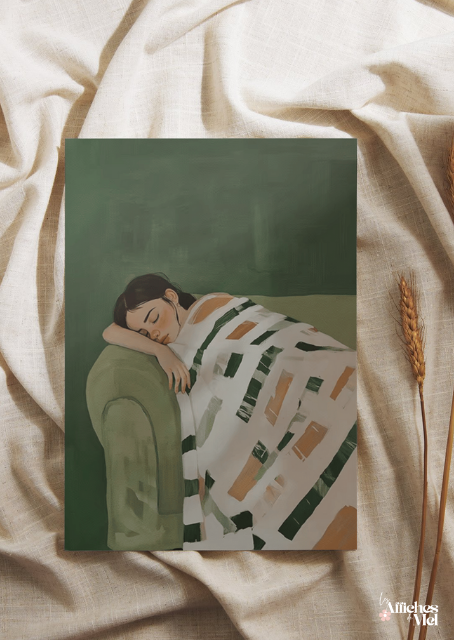 Affiche Sieste Cozy – Illustration Cocooning au Style Artistique Moderne