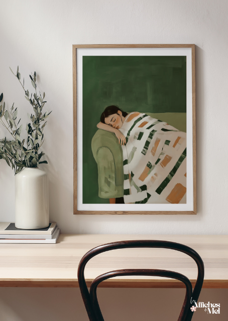 Affiche Sieste Cozy – Illustration Cocooning au Style Artistique Moderne