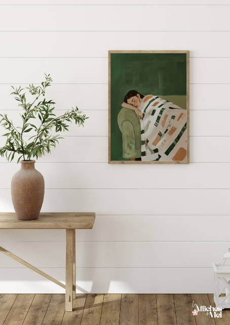 Affiche Sieste Cozy – Illustration Cocooning au Style Artistique Moderne